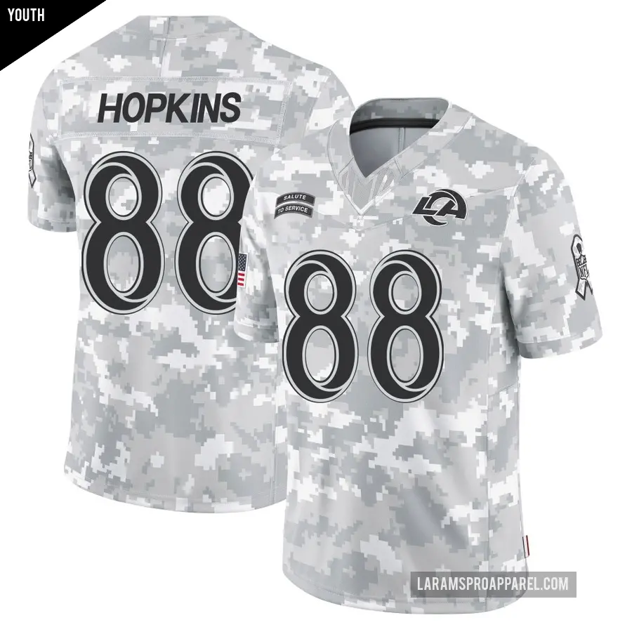 Youth Los Angeles Rams ＃88 Brycen Hopkins Arctic Camo Limited 2024 Salute to Service Jersey