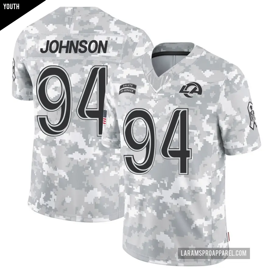 Youth Los Angeles Rams ＃94 Desjuan Johnson Arctic Camo Limited 2024 Salute to Service Jersey