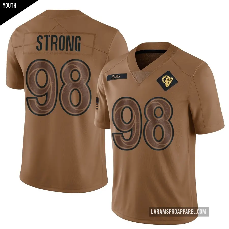 Youth Los Angeles Rams ＃98 Kevin Strong Brown Limited 2023 Salute To Service Jersey