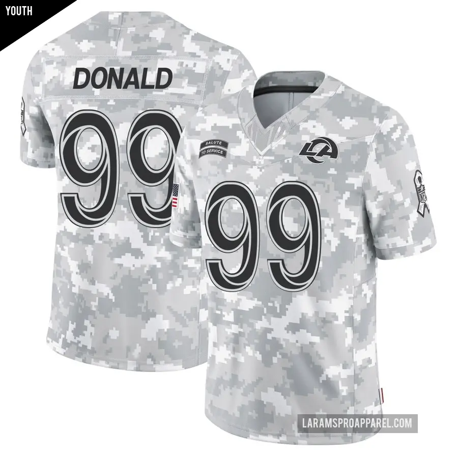Youth Los Angeles Rams ＃99 Aaron Donald Arctic Camo Limited 2024 Salute to Service Jersey