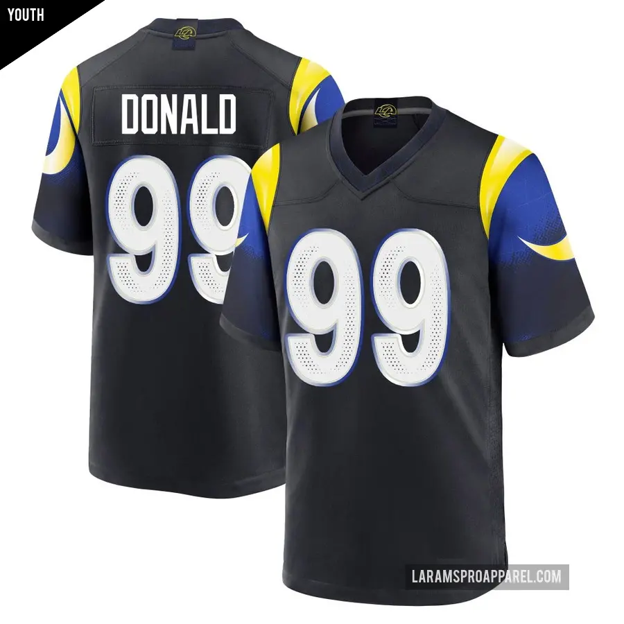 Youth Los Angeles Rams ＃99 Aaron Donald Blue Game Midnight 2025 Rivalries Collection Jersey